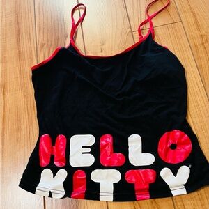 Sanrio Black Cami with Red & White Hello Kitty Logo